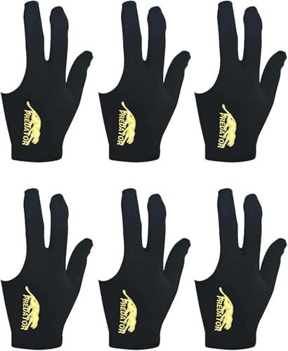 Tokaneit Professionali Snooker Guanti,Estensibili,Sportivi a Tre Dita,Guanti da Tiro con Stecca da Biliardo,Nero Rete Traspirante,per Mano Sinistra Generale 6 Pezzi 8x19cm