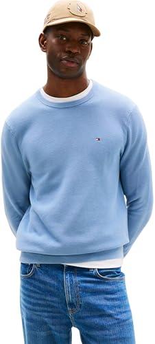 Tommy Hilfiger Uomo Pullover Essential Structure Crew Neck Regular Fit, Blu (Brisk Blue), L