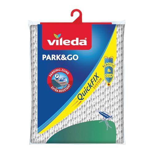 Vileda Park&Go Copriasse da Stiro Universale, in Cotone, Area Parcheggio, con Fermacorda, Grigio/Verde, 139 X 50 X 0.29 Cm