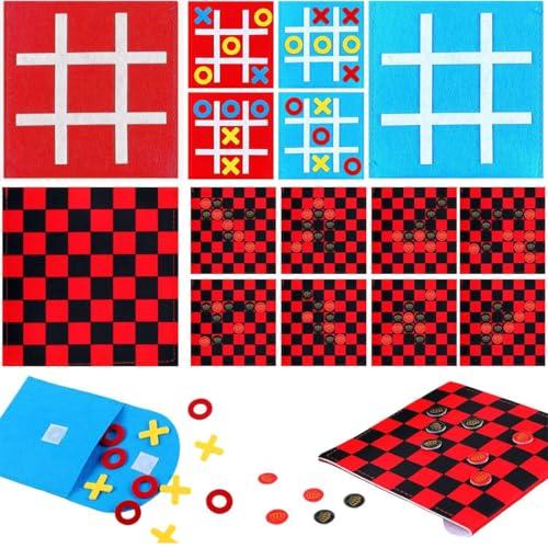 JYNVO Tris Gioco da Tavolo in Feltro Mini,Gioco da tavolo della dama,4pcs, Portatile per Viaggio & Riunioni, Giochino Educativo per Bambini,regali di Natale