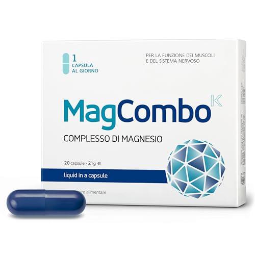 MagCombo, puro magnesio concentrato, in soluzione oleosa (speciale) per il massimo assorbimento, arricchito con vitamine B2, B6, B12 e C, 1 capsula al giorno (1 Pezzo)
