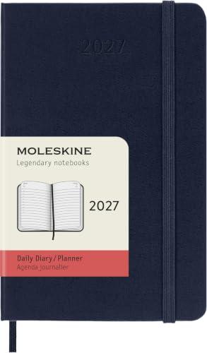 Moleskine Agenda Giornaliera 2027, Planner 12 Mesi Con Copertina Rigida e Chiusura Elastica, Formato Pocket 9x14 cm, Colore Blu Zaffiro