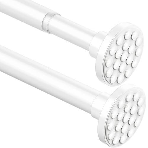 Bastone per Tenda a Pressione Asta Tenda Telescopica Bastone Tenda Doccia senza Foratura Estensibile con Molla, Bianco(85-270cm Φ32 mm)