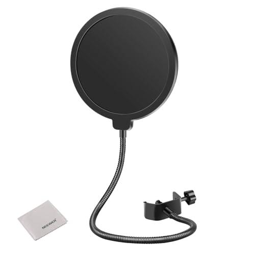 NEEWER Filtro Antipop per Microfono Compatibile con Blue Yeti Mic, Schermo Anti Pop Professionale a Doppio Strato con Tubo Morbido Flessibile a 360°, Clip Regolabile e Panno per Pulizia, Nw (B-3)