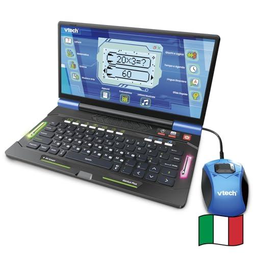 VTech Bit Smart Genius Plus Nero, Computer Interattivo Bambini, Computer con Mouse Incluso, 164 Attività, Computer Didattico Bilingue Italiano e Inglese, Tastiera QWERTY, Batterie Incluse, 6-11 Anni