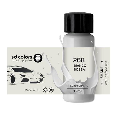 SD COLORS Bianco Bossa Nova 268, 268A, 268/A, 674, 934 - Vernice per ritocchi, 15 ML, per Riparare Graffi e scheggiature, con Pennello, (Solo Vernice)