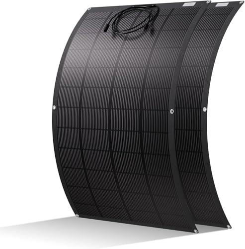ECO-WORTHY Pannello Solare Flessibile da 400 W, Materiale ETFE 18BB Monocella 25% Alta Conversione per Balcone, Camper, Roulotte, Barca, Tetto, Campeggio, Casa, Yacht, Superfici irregolari