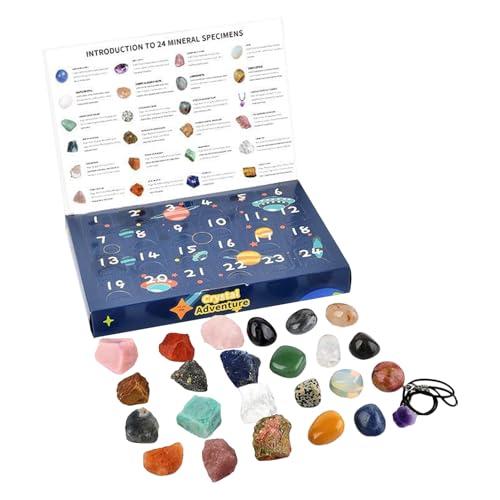 Calendario con conto alla rovescia in 2025 per bambini – Calendario con conto alla rovescia per Natale per bambini | 24 pietre preziose, regalo per le vacanze 'Avvento con pietre prezios