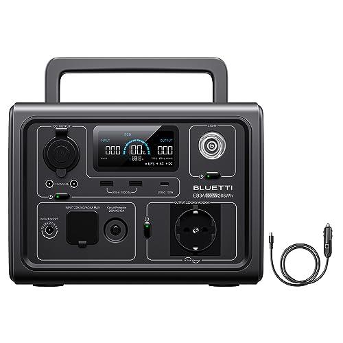 BLUETTI Centrale Elettrica Portatile EB3A, 268Wh LiFePO4 Batteria, 600W (1200W Picco) AC Uscita, Ricarica da 0-80% in 30 Minuti, Generatore Solare per Campeggio ((Cavo di Ricarica per Auto Incluso)
