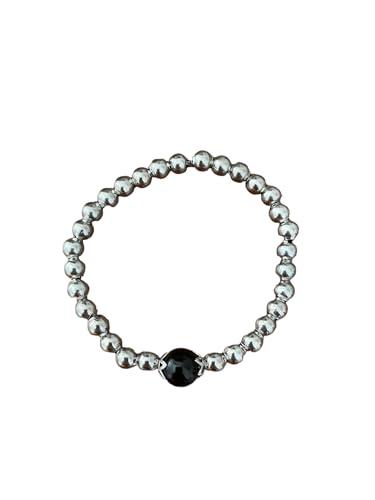 Karalbijoux Su coccu sardo, amuleto, unisex, onice nera, acciaio inossidabile sfere grandi, 4 mm