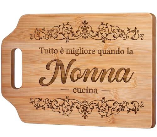 Regalo Nonna, Regalo Nonna Natale, Tagliere in Bambù Inciso, Regalo Nonna Compleanno, Idee Regalo dei Nipoti alla Nonna, Regalo Nonna Cucina, Regalo Festa dei Nonni Utile