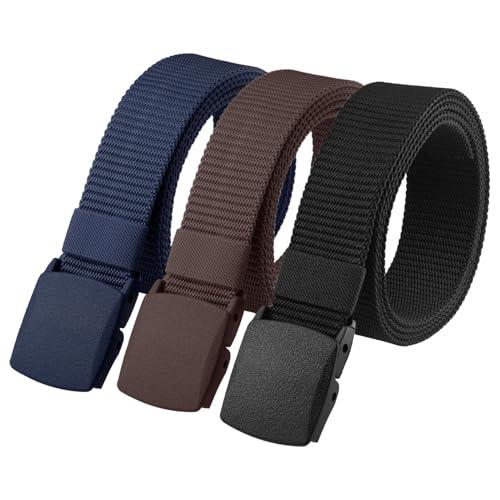 Huiguli Cintura di Nylon, 3 Pacchi Cintura Tattica in Tela in Stile Militare da Uomo, Cinture Militare in Tela 150cm*3.8cm, Veloce Attraverso il Controllo di Sicurezza Dell'Aeroporto