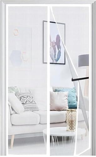 Panngu Zanzariere Magnetiche per Porte Finestre 125x240CM, Zanzariera Magnetica Porta Finestra 2023 Versione Aggiornata, Tenda con Magneti Anti Zanzare, Mosche Insetti - Bianco