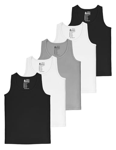 ALPIDEX Set di 5 Canotti Ragazzi Biancheria Canottiere Intima 100% Cotone Bambini Basic Canotta, Taglia:152-158 (12-13 Anni), Colore:Thunder