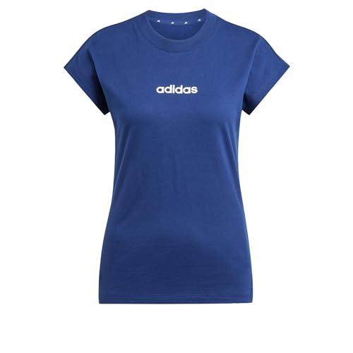 Adidas Femme Essentials Linear Cotton T-Shirt, Dark Blue/White, M
