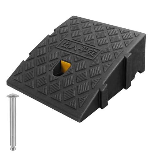 Rampa marciapiede in plastica 1 pezzi rampa per scalino sedie a rotelle scooter moto (Nero, 25×27×11cm)