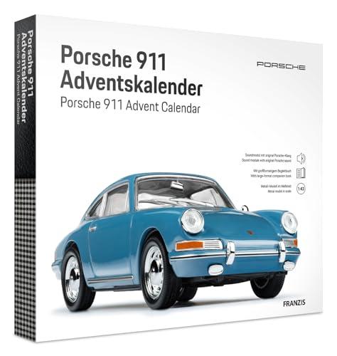 FRANZIS 67664 - Calendario dell'Avvento Porsche 911, modello in scala 1:43, con modulo audio e libro di accompagnamento a 52 pagine