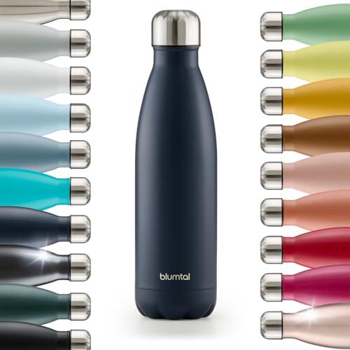 Blumtal Charles- Borraccia termica da 500 ml, borraccia in acciaio inox senza BPA fredda e calda, contenitore termico in metallo, borraccia termica, 500 ml, blu scuro