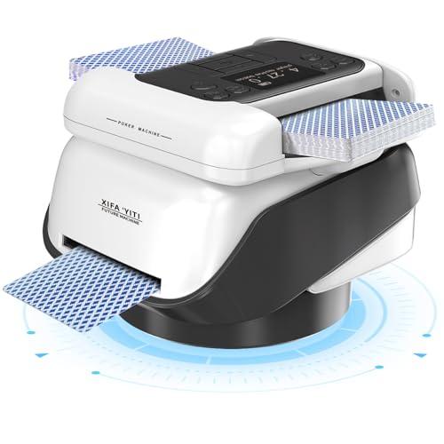 Mescolatore e Distributore Automatico di Carte 2 in 1, Distributore Carte da Gioco Automatico, Rotazione 360° per 1–8 Giocatori, Mischia Carte Ricaricabile e Silenzioso per Poker, UNO e Texas Hold'em