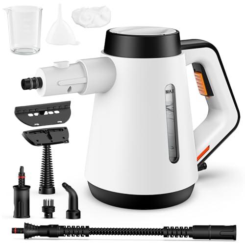 Pulitore a vapore portatile Fippesax, pulitore a vapore multiuso pressurizzato da 400 ml, calore istantaneo da 15 secondi, con 9 accessori, pulitore a vapore da 1200W senza prodotti chimici domestici