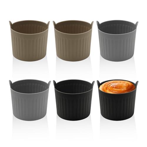 ZBHDEYG Vassoi da 6 pezzi, per muffin, in silicone, per friggitrici ad aria calda, stampi per uova ad acqua, utensili da forno ad aria calda