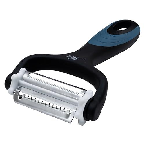 NEEZ Pelapatate (3 Rotanti Lame) - Affettatore, Julienne e Spirale per Patate, Carote, Frutta, Zucca, Pomodori, Manico Antiscivolo, Professionale Sbuccia, Multifunzione Pela Verdure