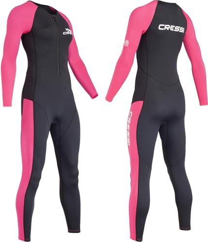 CRESSI Wahoo Lady Monopiece Wetsuit 2mm, Muta Monopezzo Realizzata in Morbido Neoprene 1.5/2mm e Elastan Donna, Nero/Rosa, M/3
