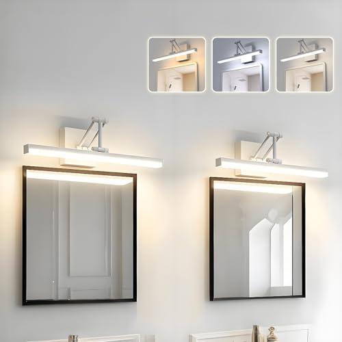 Sytmhoe 2 Pezzi Luci Per Specchio Bagno Con Interruttore Staffa Telescopica 3 Colori Chiari Design, Bianco 12W Appliques Bagno Sopra Specchio, Lampade Illuminazione Led Per Quadri Camera Da Letto