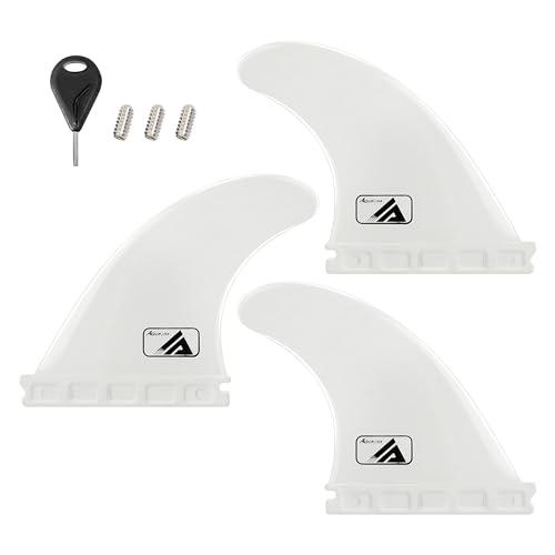 AQUBONA Singola Linguetta e Doppie linguette Pinne Surf/SUP per Longboard, Tavola da Surf e Paddleboard, Elica Rinforzata Singola Linguetta e Doppia Linguetta Pinne da Surf (Fu-Bianco)