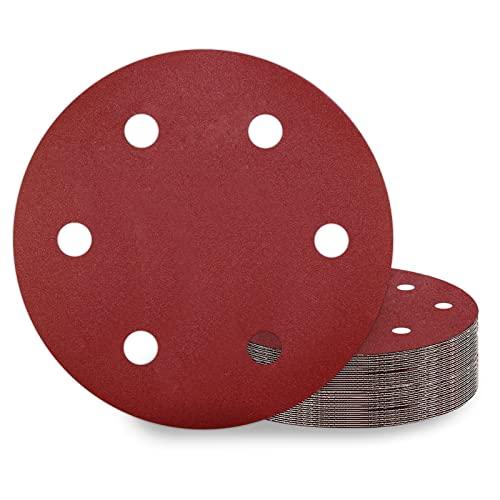 KONGMING 25 pezzi Dischi Abrasivi 225 mm P240 Grana 6 Fori Carta Vetrata per levigatrice per muro