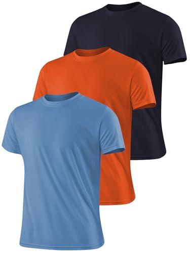 Confezione da 3 magliette sportive da uomo, ad asciugatura rapida, traspiranti, leggere e confortevoli, ideali per corsa e palestra, Confezione da 3 (nero+verde+bianco), XL