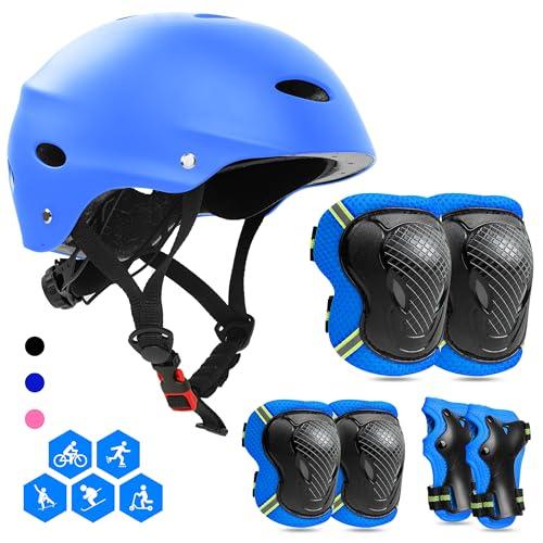 FAYITING Casco da Bici per Bambini, Set di Protezioni per Bambini, Protezioni Ginocchiere Gomitiere Polsiere per Skate Bicicletta Pattinaggio Monopattino e Altri Sport Estermi