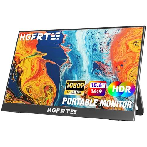 HGFRTEE Monitor portatile 15,6 Pollici FHD, Schermo Portatile 1920 x 1080 FHD, 60Hz, Antiriflesso IPS, USB-C, mini HDMI, Altoparlante, Supporto Pieghevole, VESA, per PC, Laptop, Mobile