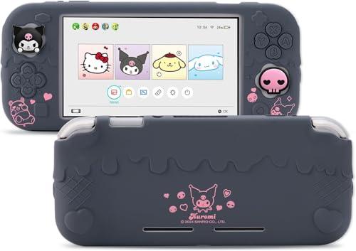 Custodia Protettiva per Switch Lite, Cover in Silicone Morbido Antigraffio Compatibile con Switch Lite 2019, Include 2 Coprimozzi (Nero)