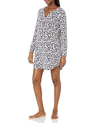Amazon Essentials Camicia da Notte Premaman e per Allattamento Donna, Blu Marino Sagoma Floreale, XXL
