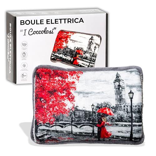 IPEA Borsa Acqua Calda Elettrica con Tasche in Peluche per Scaldare le Mani - Riduce Dolori Muscolari, Dorsali e Mestruali - Boule Scaldamani e Scaldapiedi - Scaldino - Fantasia Londra