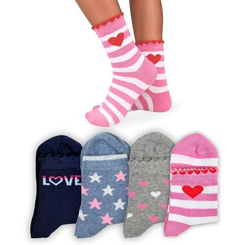 LEON D'ORO Calzini Bambina Cotone 4/6 Paia Calze Bimba Caldo Cotone Calze Bambina invernali Made in Italy (IT, Numero, 29, 34, ASS2 4 paia)