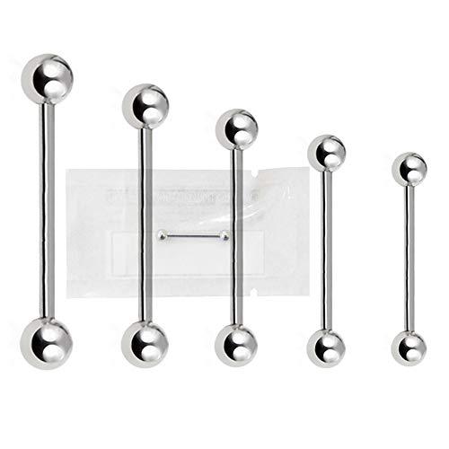 WARRIOR Piercing alla Lingua Barbell Sterile in Acciaio Chirurgico 316L 14G(1,6mm) con due Sfere a 4mm Lunghezza 14mm