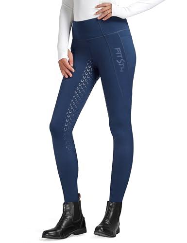 FitsT4 Pantaloni da Equitazione Invernali da Donna, Foderati in Pile, con Impugnatura in Silicone, con Tasche