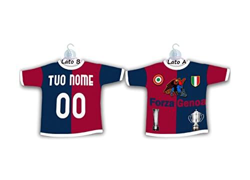 Mini T-Shirt x Auto Specchio Vetro Maglietta con Ventosa da appendere Personalizzabile con Nome e Numero Squadra Gadget Compatibile x Tifoso non ufficiale con disegni di fantasia