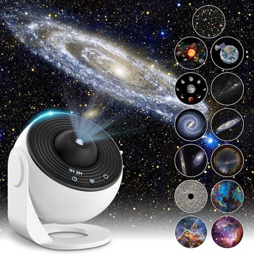 Proiettore Stelle Soffitto, Proiettore Planetario con Disco da 12 Film, Proiettore Galassia Proiettore Stelle Soffitto Bambini , Regolabile a 360°, Regali per Adulti e Bambini