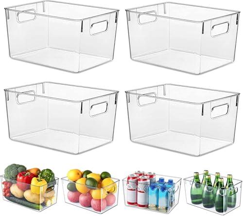 KJIXYUNG Set di organizer per frigorifero, trasparente, impilabile, per frigorifero, armadio, dispensa, snack, lattine, cucina, senza BPA, 29 x 20 x 15,5 cm