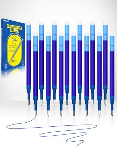 Donluhu 14 Pezzi Ricariche per Penna Cancellabile,Compatibile con Pilot FriXion Ball & Clicker, 0.7 mm, Blu, 400m Lunghezza di scrittura, Pratico per la scuola e la vita di tutti i giorni