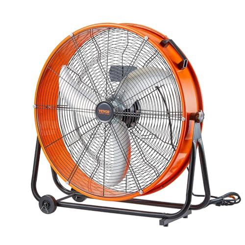 VEVOR Ventilatore a Tamburo, Ventilatore per Officina Industriale ad Alta Velocità 609 mm, 3 Velocità 8700 CFM con Inclinazione Regolabile 360°, Ventilatore Industriale per Magazzino Officina Fabbrica