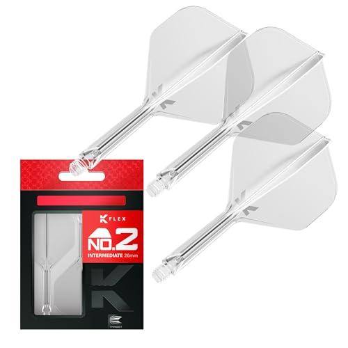 Target Darts K Flex Voli e Steli Integrati per Freccette, No.2 Trasparente (Intermedio) | Confezione da 3 K-Flex – No2, Kflex all in One Moulded Dart Flight & STEM | Accessori Professionali Freccette