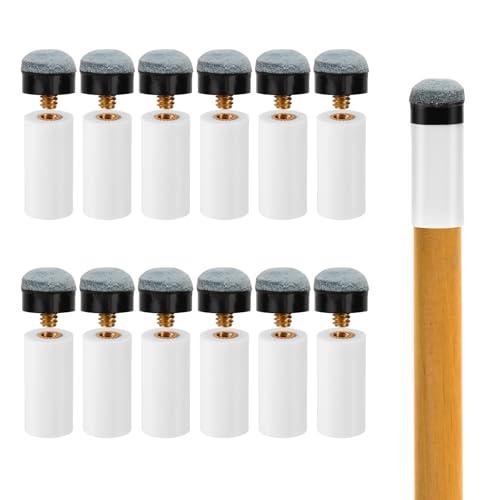 XIHIRCD 12pz Punte per Stecche da Biliardo, Punte per Bastoncini da Piscina 13mm con Puntali per Stecche da Biliardo Bianche Avvitamento Accessori per Tavolo da Biliardo per Stecche da Biliardo