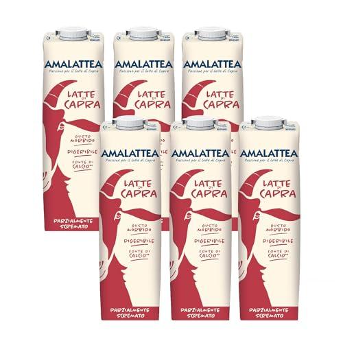 Granarolo, Latte di Capra Amalattea, 6 Confezioni di Latte Parzialmente Scremato UHT da 1 lt, Dal Gusto Morbido, Ricca Fonte di Calcio