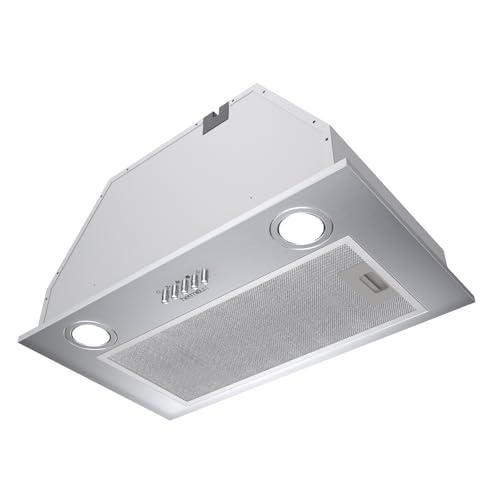 Hermitlux Cappa Aspirante incasso 52 cm, Classe A Cappa Aspirante, Flusso d'aria 750m³/h, Illuminazione LED, Acciai Inossidabili, Due modalità di emissione, 68dB