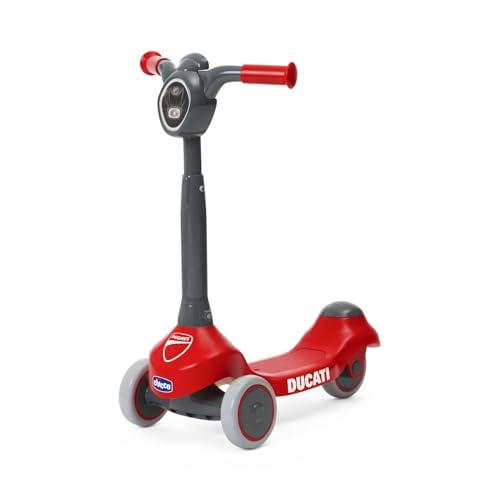 Chicco Monopattino per bambini Ducati Scooter, Monopattino Evolutivo per Bambini, Leggero e Facile da Trasportare, Base Anti-Scivolo, 2-4 Anni, 3 Ruote Rivestite in Gomma, Max 20 kg, Idea regalo