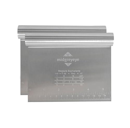 Midgreyeye 2 Taglia Impasto Con Scala Graduata In Acciaio Inox, Raschietto Per Pasta,tarocco Per Impasti Multiuso,Spatola/tagliapasta Per Torte, Pizza, Torte, Dough, Utensili Da Forno (15 * 12,5cm)